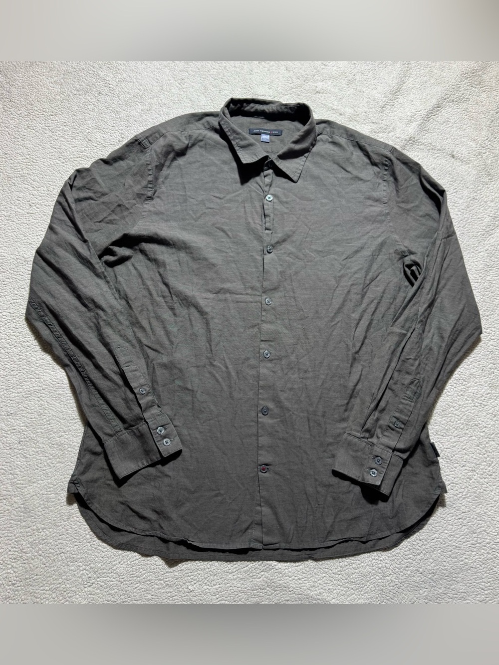 John Varvatos Shirt Mens Large USA Button-Up Long Sleeve Brown Collared Tee